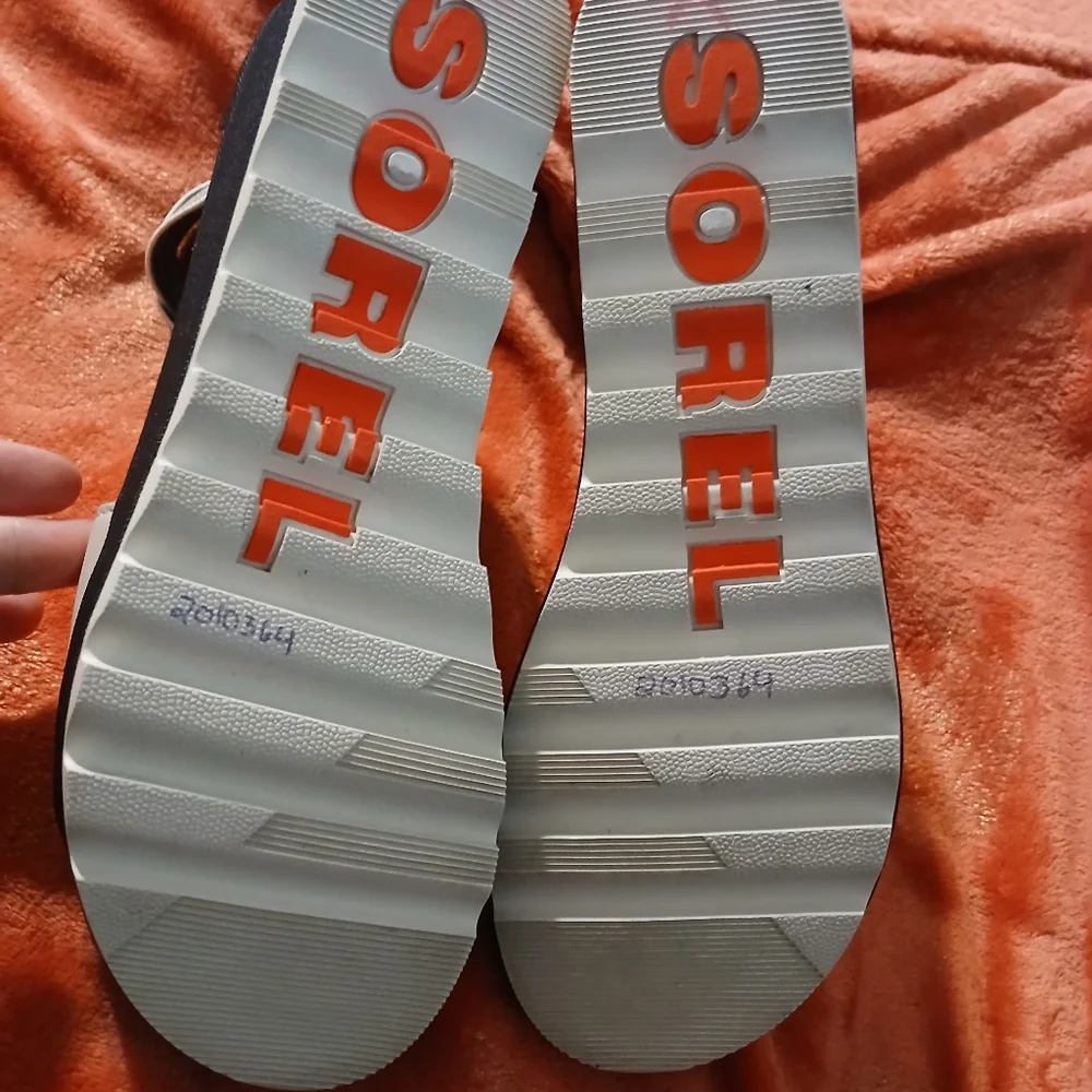 Sorel Black and White Women's Platform Sandals
